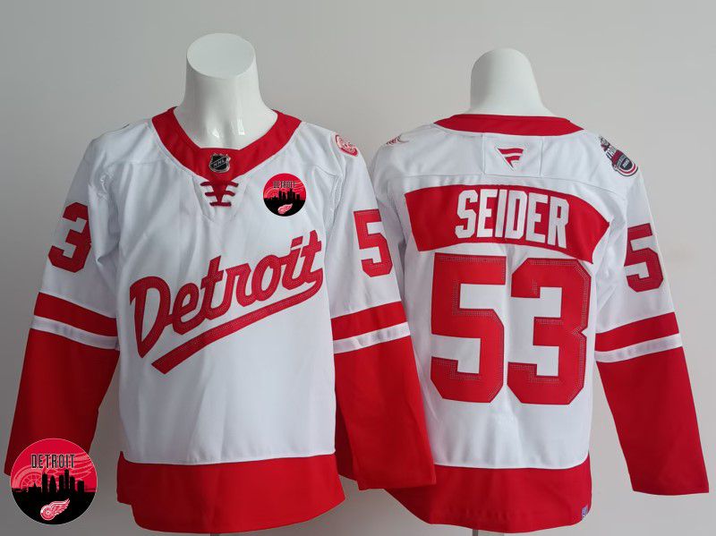 Men Detroit Red Wings #53 Seider White 2025 Fanatics Home Premium NHL Jersey style 5->detroit red wings->NHL Jersey